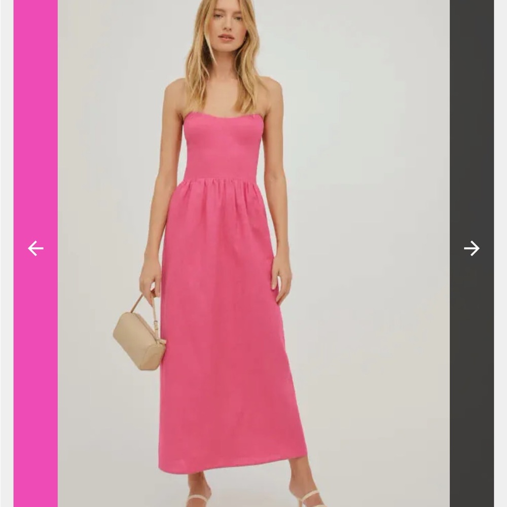 The Reformation Fettuccine Linen Dress Snapdragon Size 4
